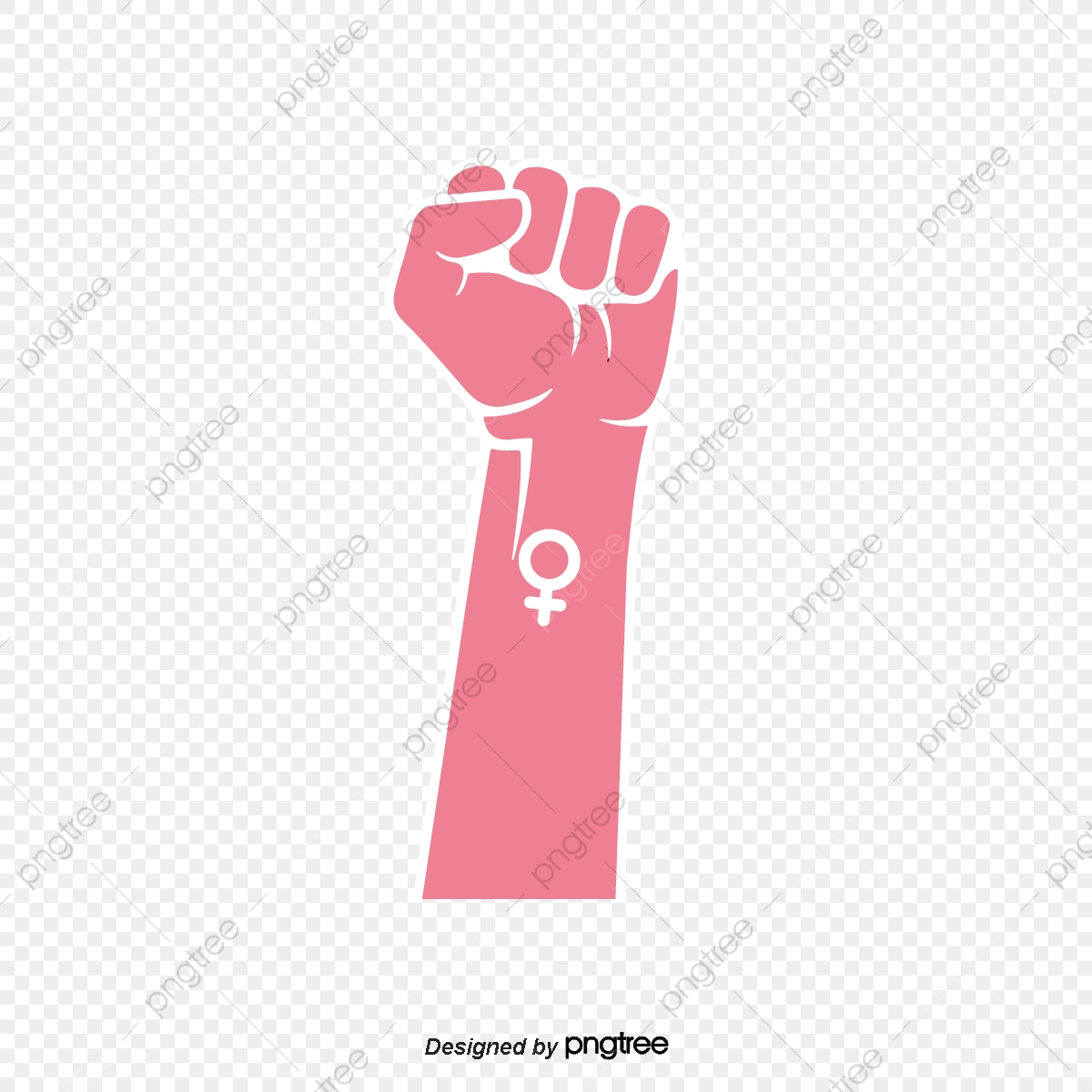 Pink vector material symbol. Fist clipart female