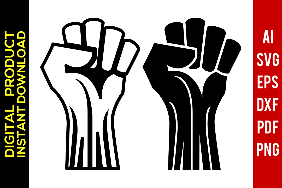 Black power svg hand. Fist clipart pdf