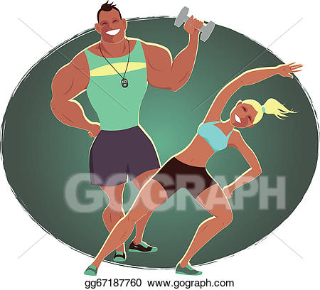 Gym clipart gym instructor. Vector art fitness and