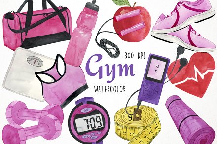 fitness clipart watercolour