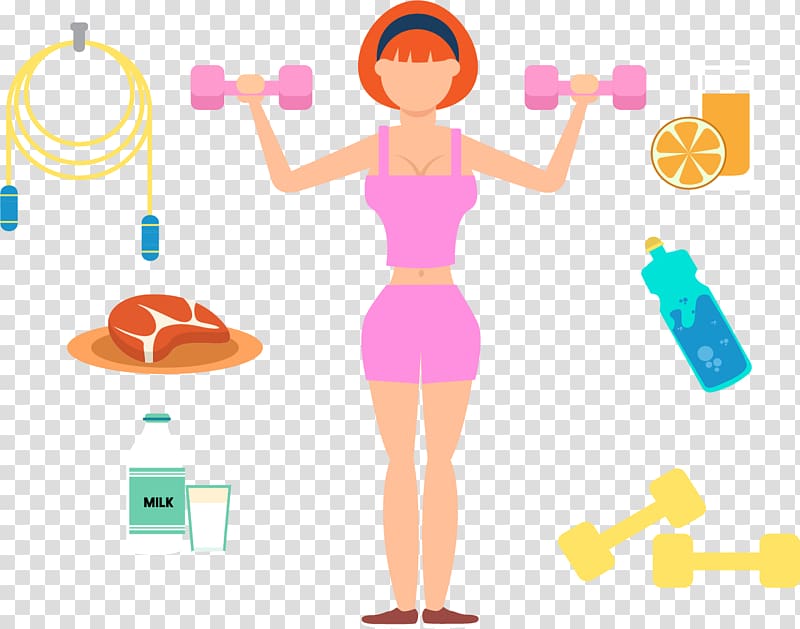 Woman holding dumbbells illustration. Fitness clipart womens fitness