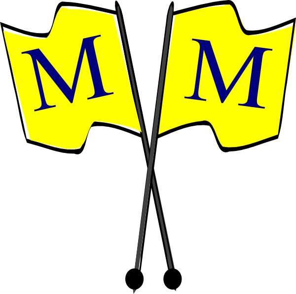 Flags clipart yellow. Crossed with blue m