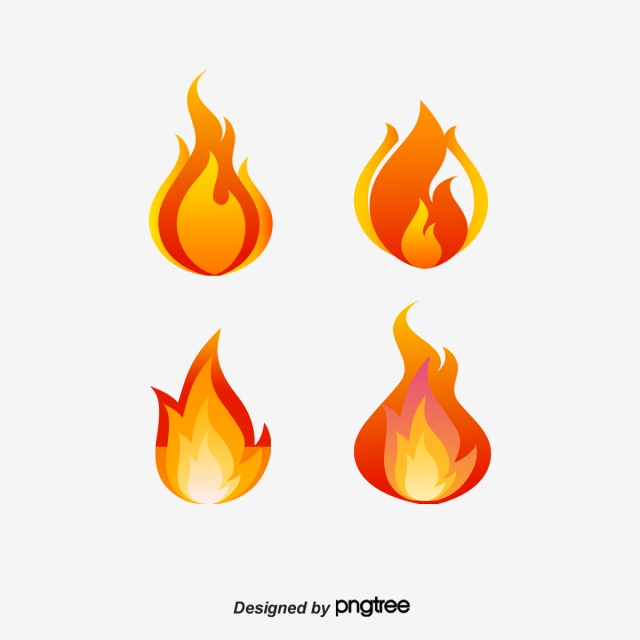 Flame clipart color. Vector red chart of