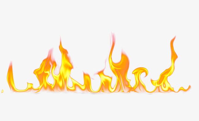A row of burning. Flames clipart gold