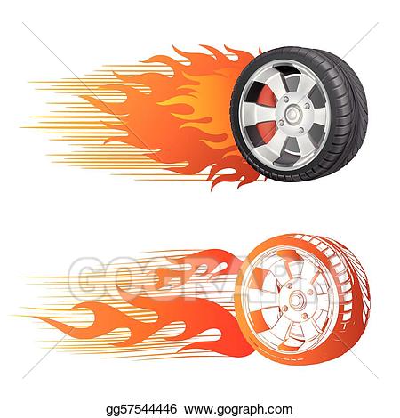 Clip art vector wheel. Flames clipart racing wheels