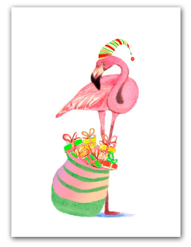 flamingo clipart christmas