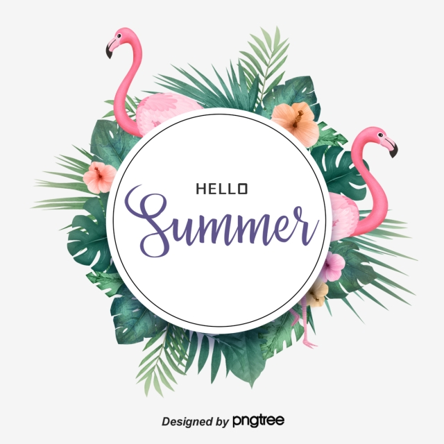 flamingo clipart hello summer