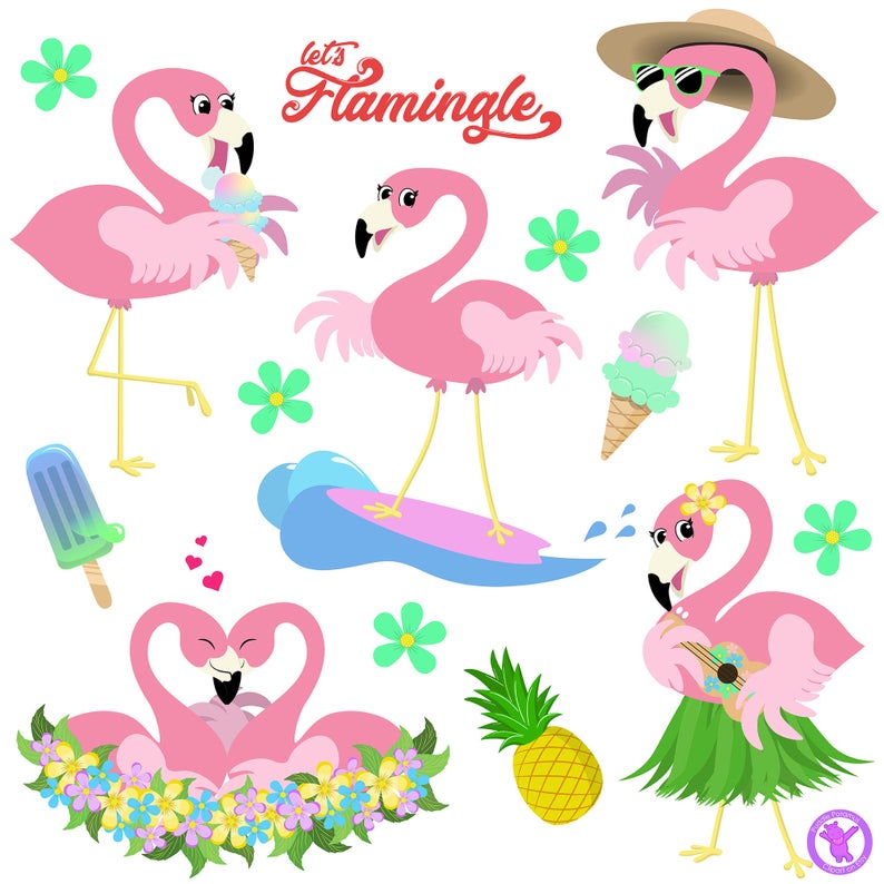 flamingo clipart let's flamingle