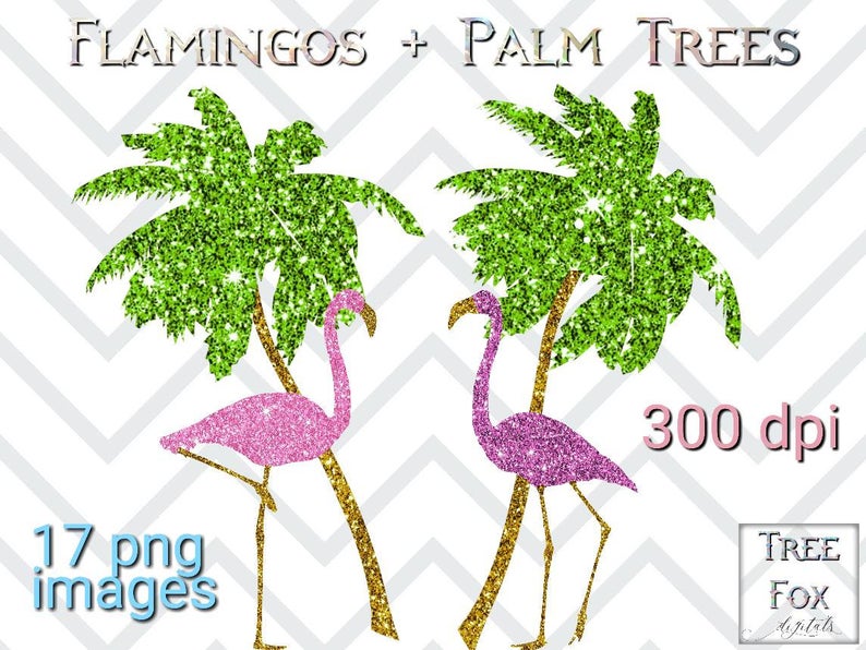 flamingo clipart palm tree