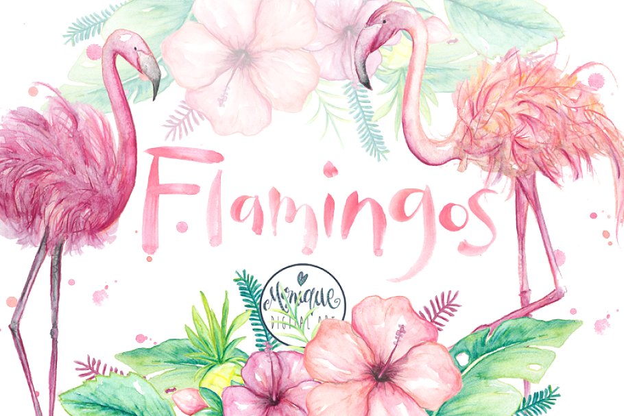 flamingo clipart tropical theme