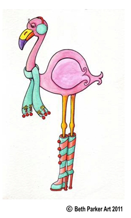 flamingo clipart winter