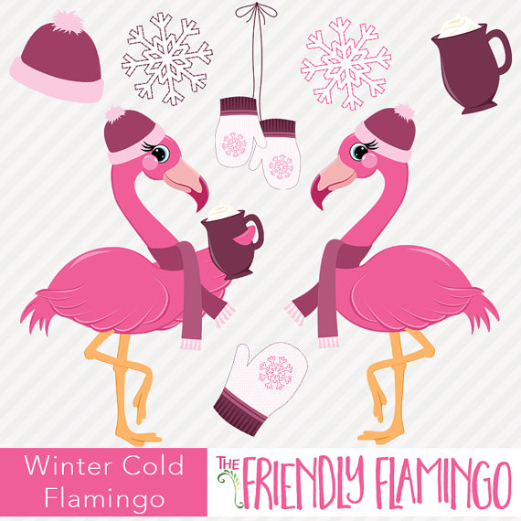 flamingo clipart winter