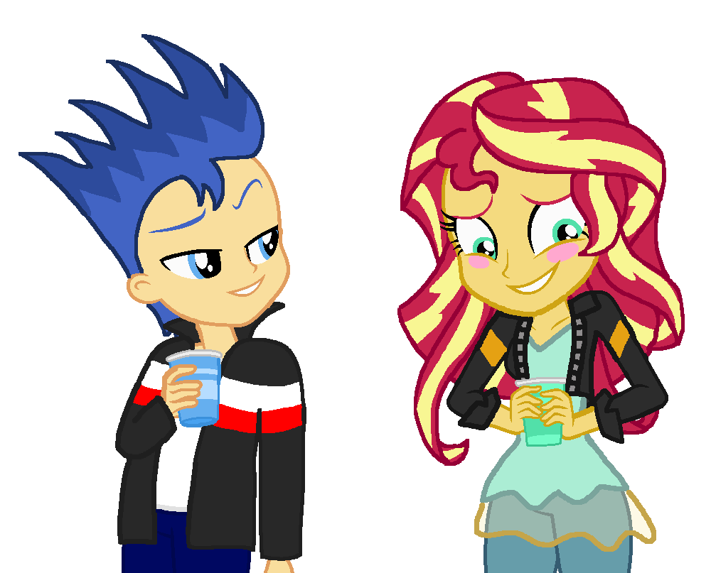 Teasing sunset visual fan. Flash clipart anime style