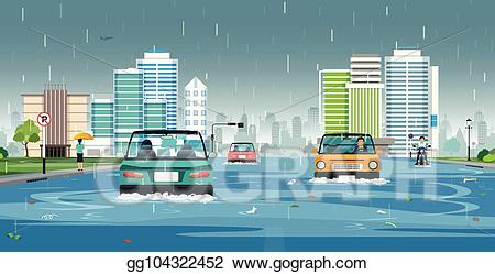 flood clipart rainy city