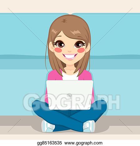 Eps illustration teenager sitting. Teen clipart lap