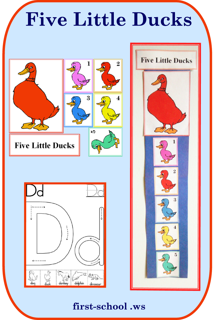 Five little ducks printable. Nursery clipart preschool math