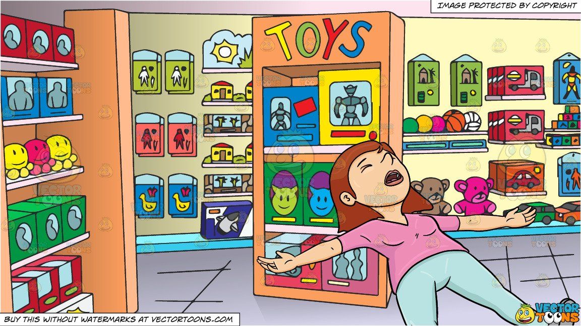 Cartoon a woman lying. Floor clipart room full toy