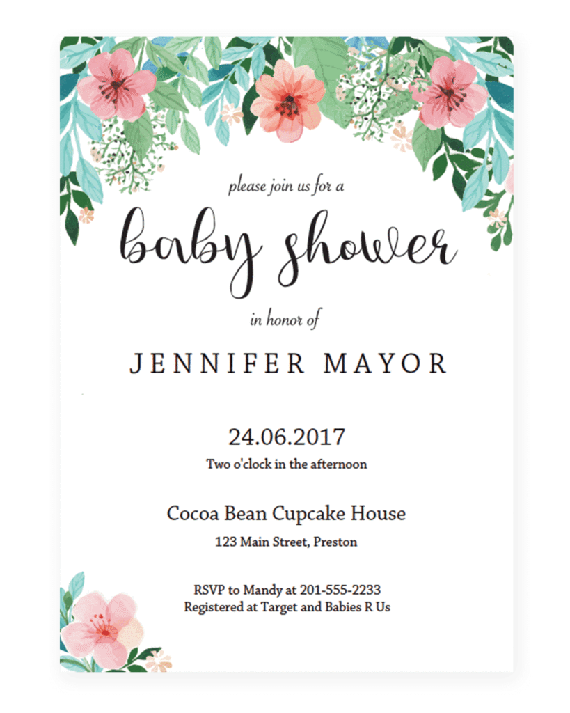 floral clipart baby shower