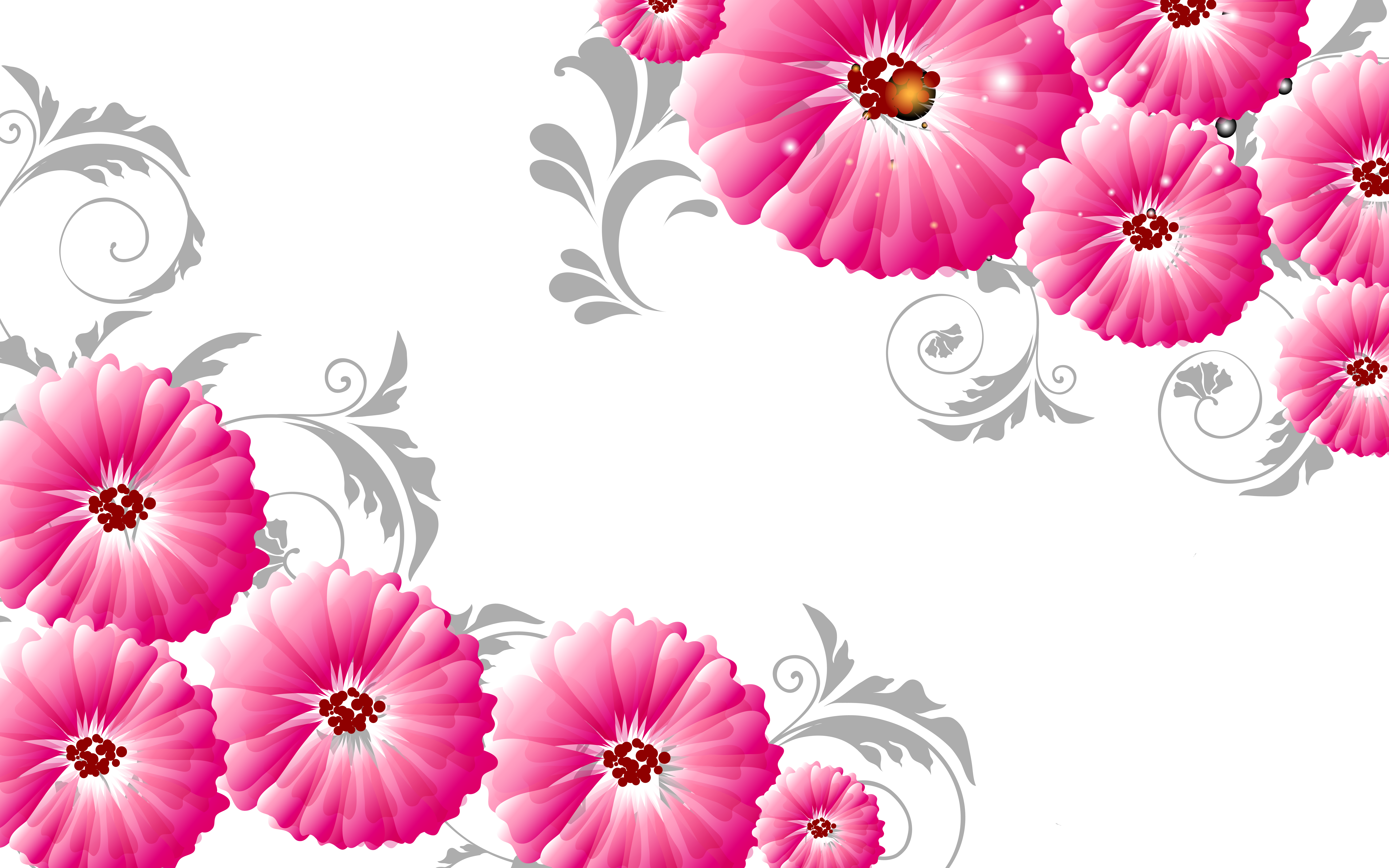 Floral clipart backdrop. Mural wall d computer