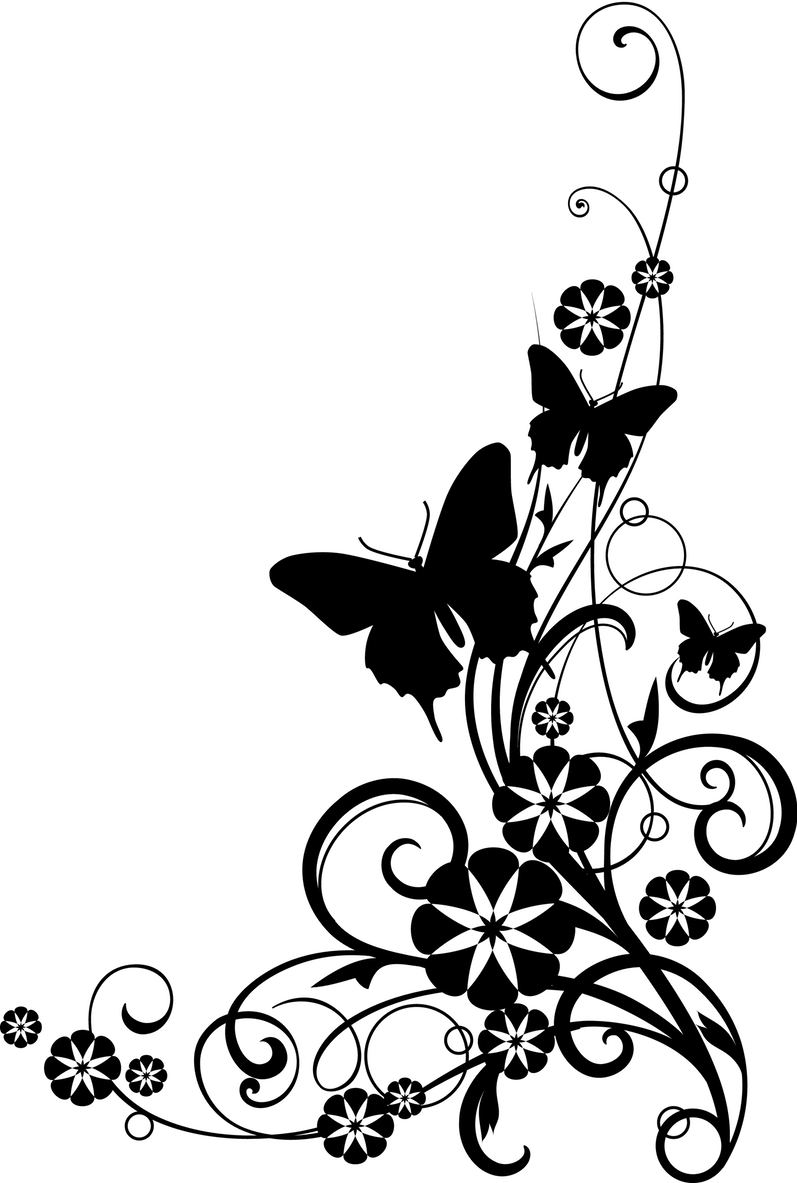 floral clipart black and white