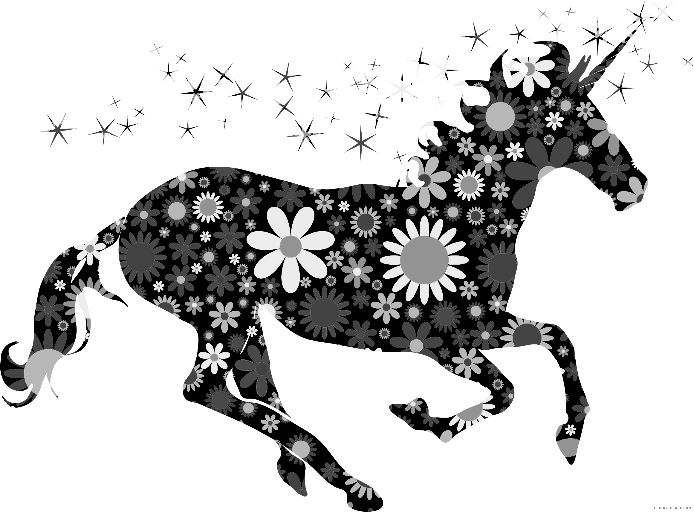 floral clipart black and white