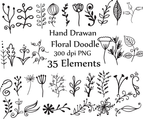 Flowers clip art hand. Floral clipart doodle