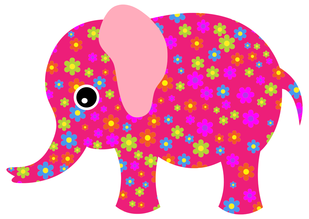 Floral clipart elephant. Onlinelabels clip art retro