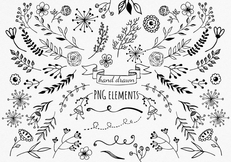 floral clipart hand drawn