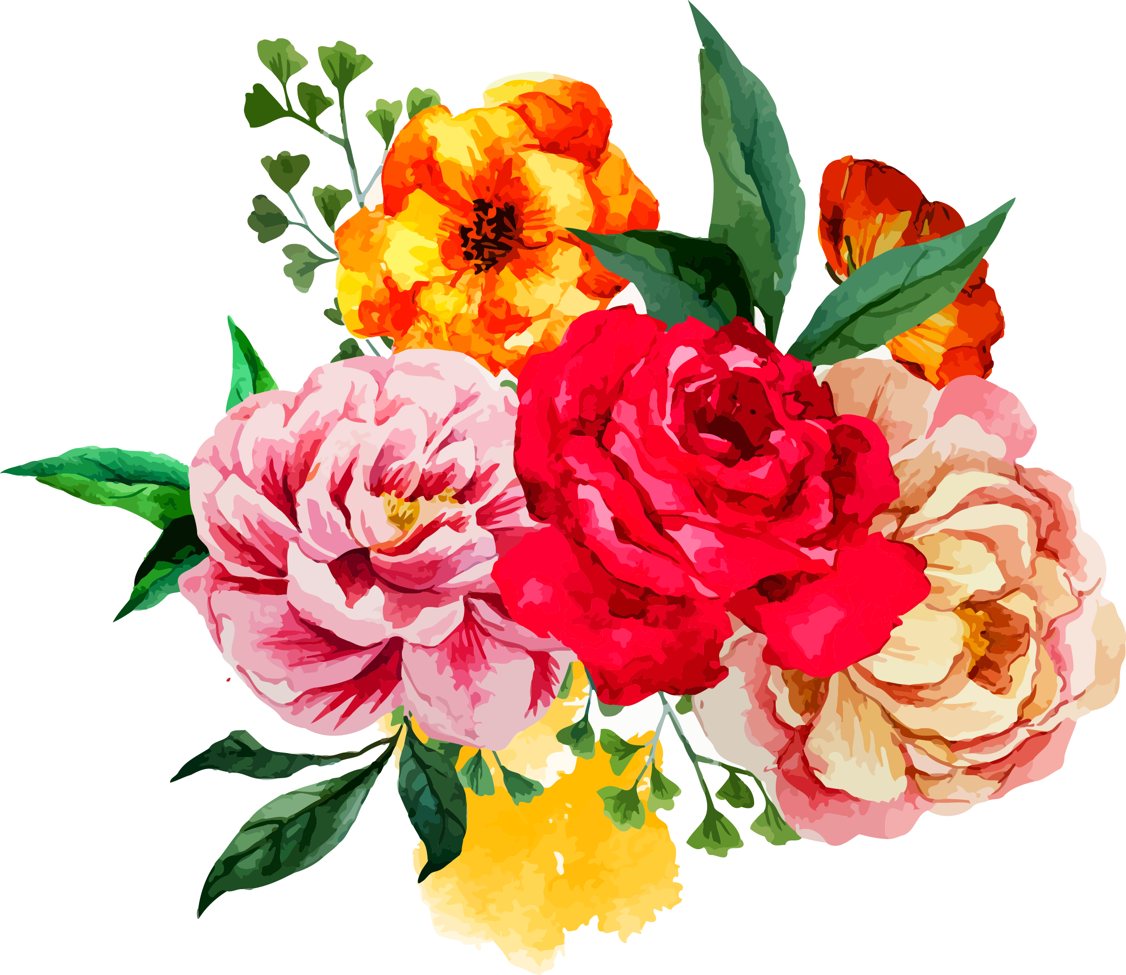 Peony clipart flower bunch. Bouquet watercolor painting clip
