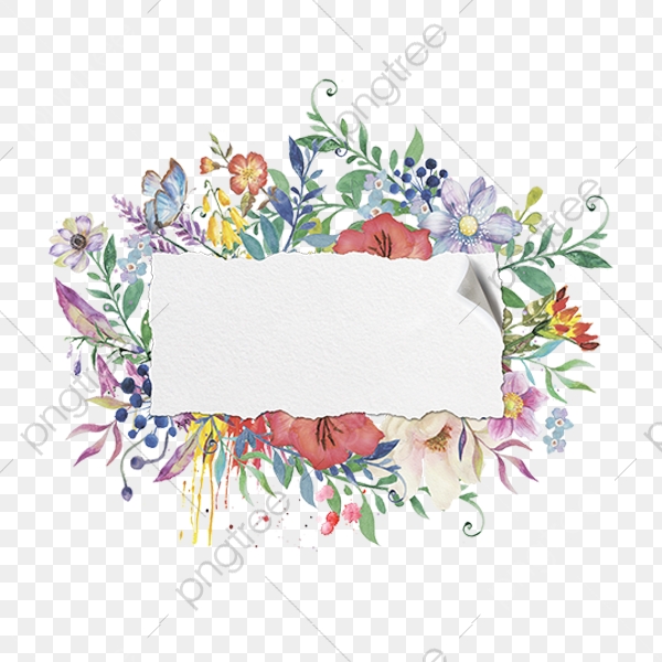 Floral clipart picture frame. Hand painted watercolor material