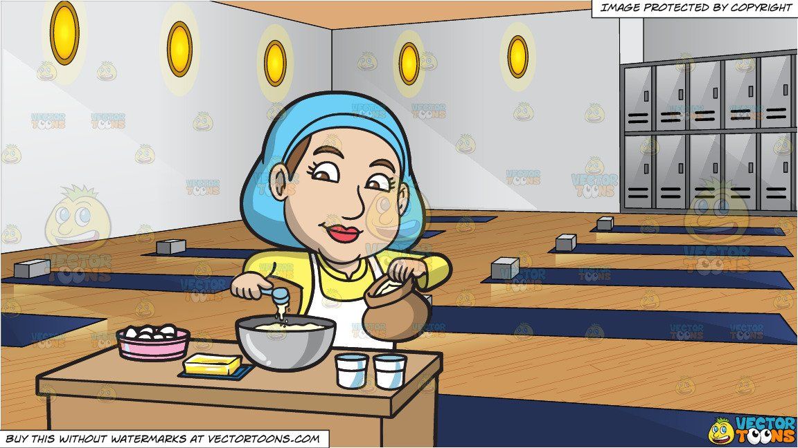 Flour clipart cake mix. Cartoon a woman adding