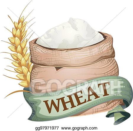 Wheat clipart wheat flour. Vector art sack ribbon