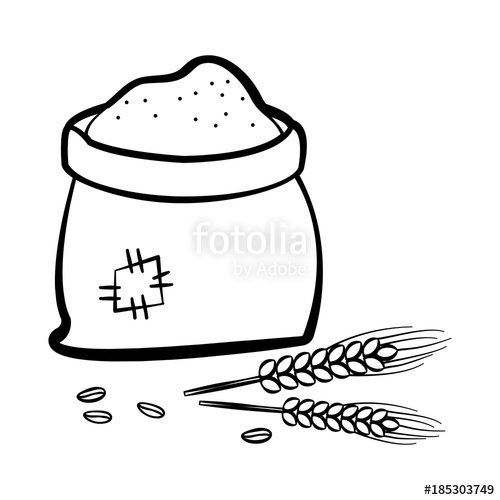 Flour clipart outline. Bag of with wheat