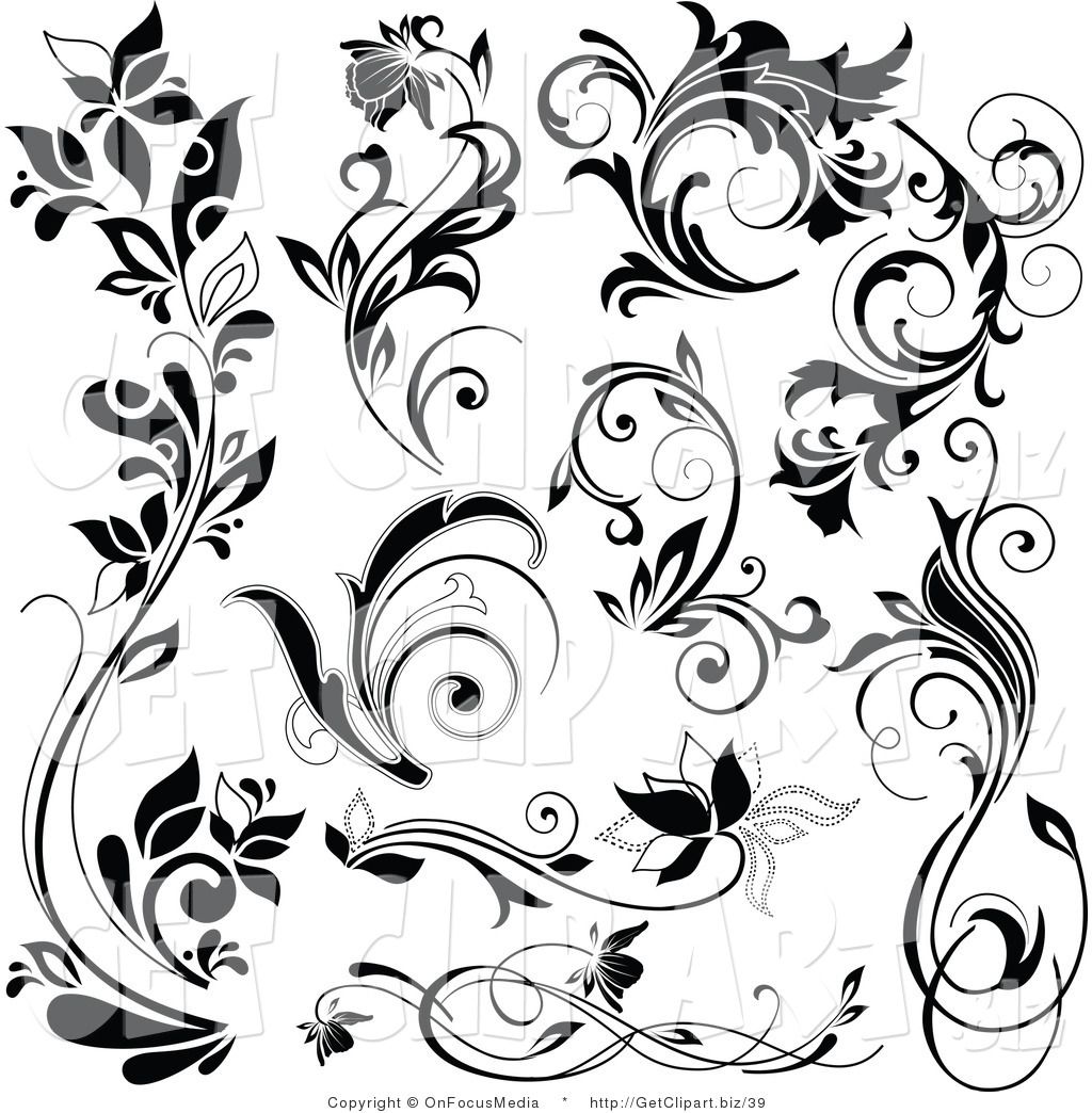 Flourishes clipart black and white. Free flourish clip art