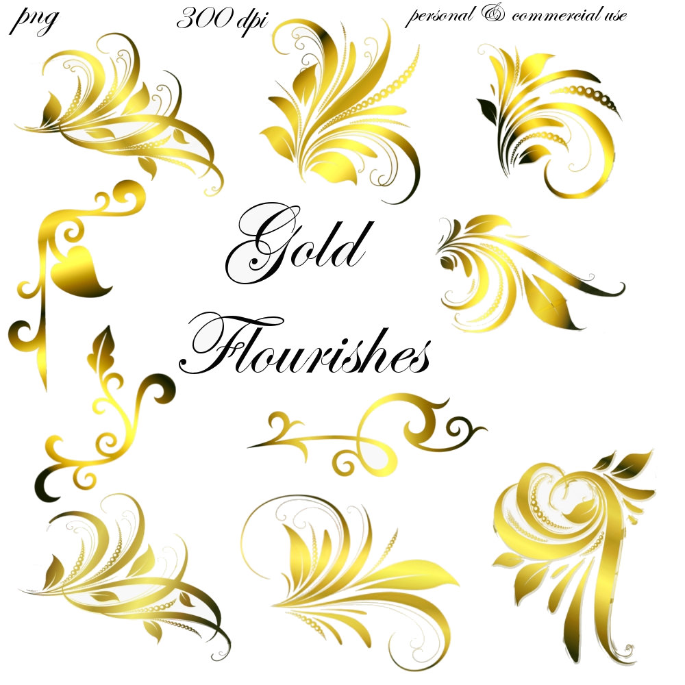 flourishes clipart gold