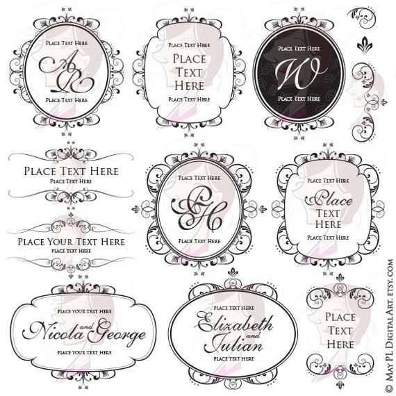 flourish clipart monogram frame