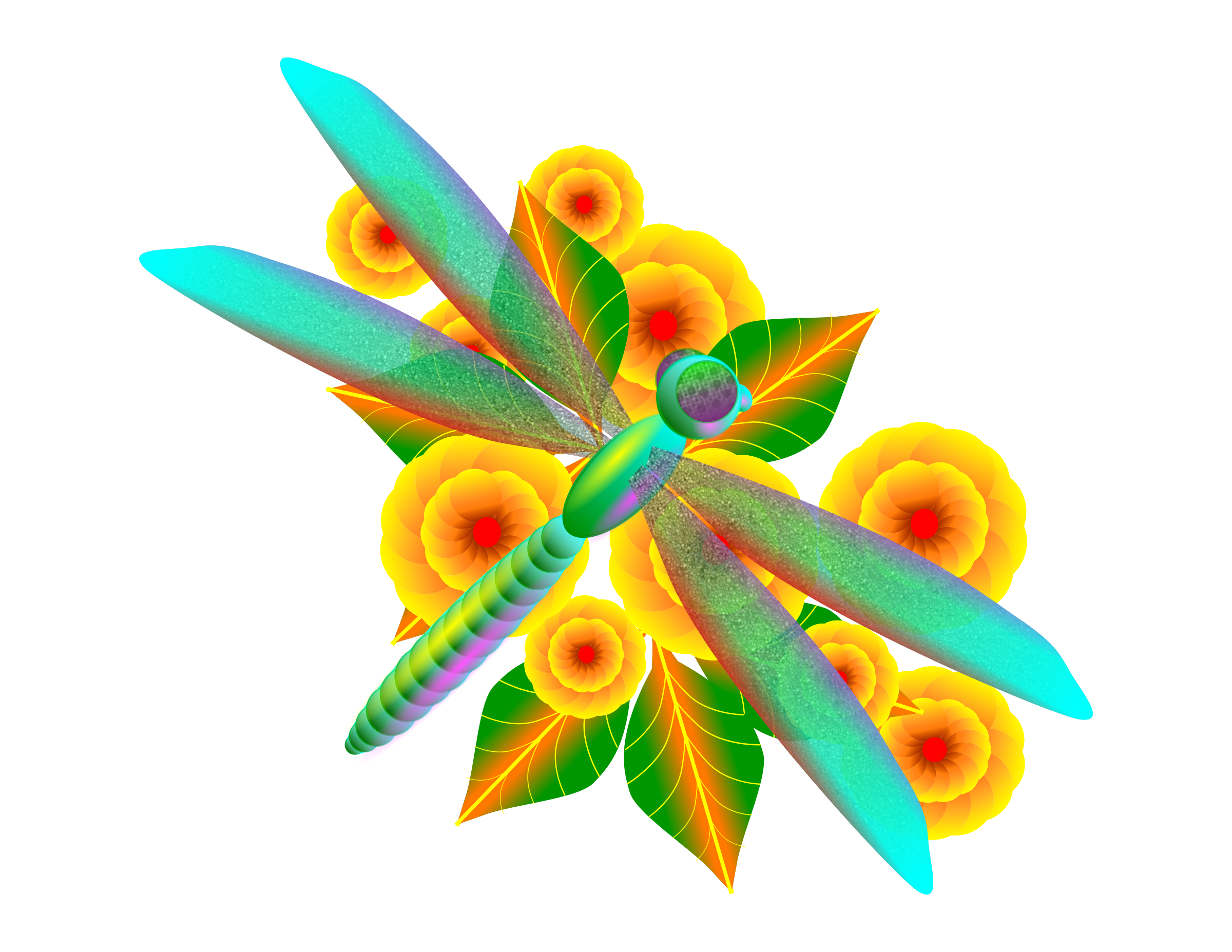 flowers clipart dragonfly