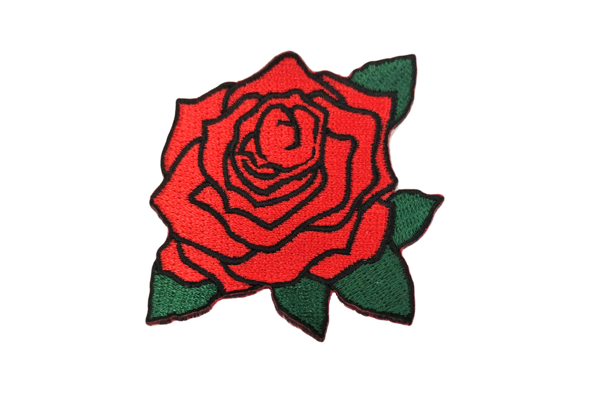 Embroidered rose iron on. Flower patch png