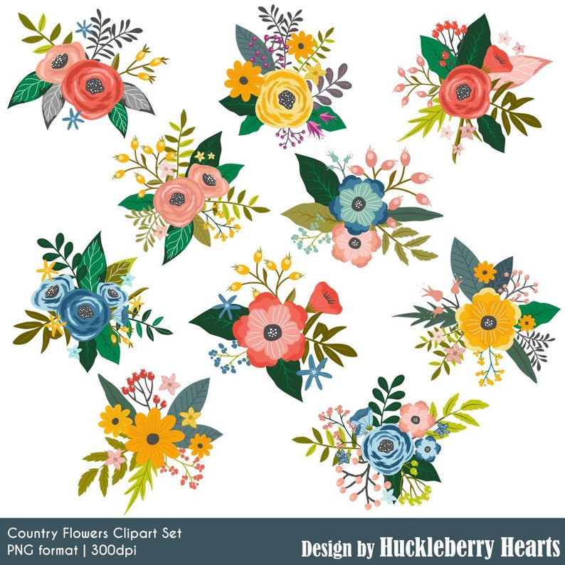 Flower rose clip art. Flowers clipart digital