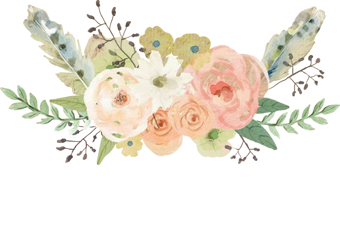 Flores feathers watercolor pastels. Flowers clipart feather