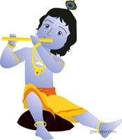 Theme playing the poster. Flute clipart little krishna