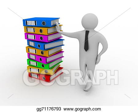 Folder clipart stack folder. Stock illustration d man