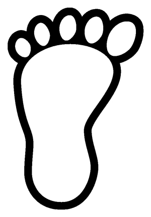 Footprints clipart black and white. Foot outline free download