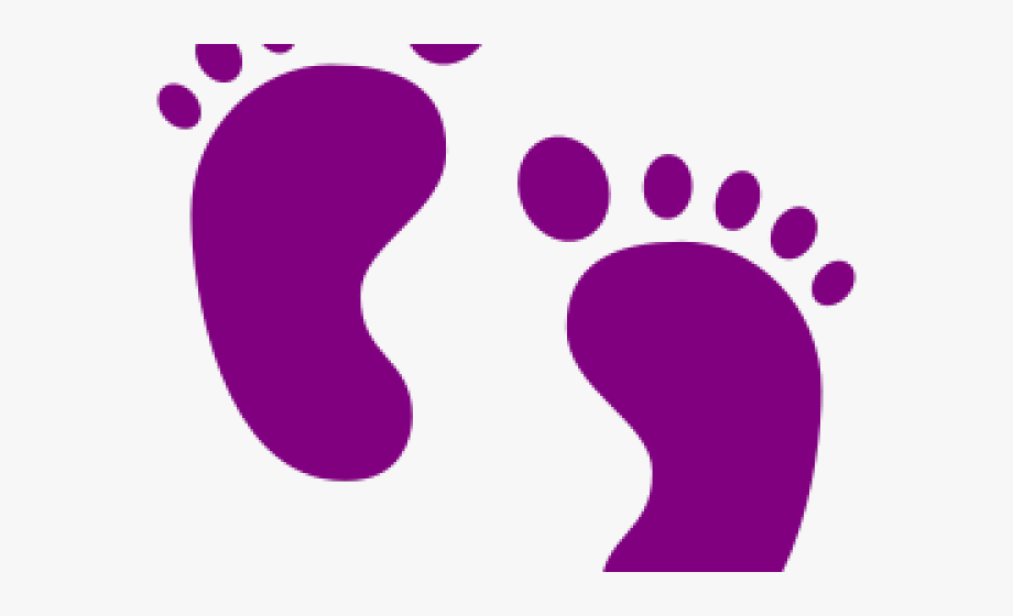 Footprints transparent baby feet. Footprint clipart purple