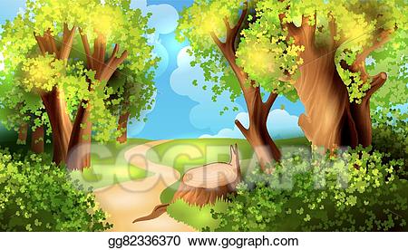 Eps vector cartoon stock. Forest clipart background image