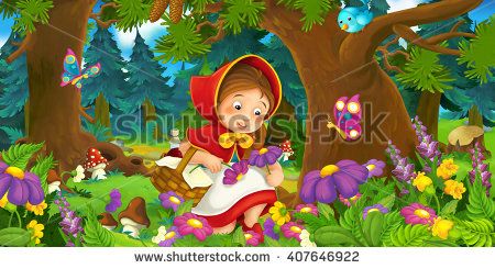 Cartoon scene on a. Forest clipart child