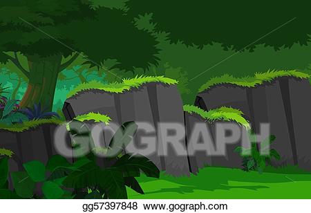 Jungle clipart dark jungle. Stock illustration dense forest