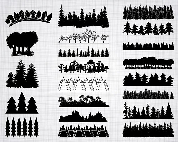 Forest clipart file. Svg bundle tree cut