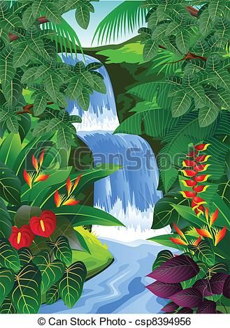 Clip art vector of. Jungle clipart tropical rainforest