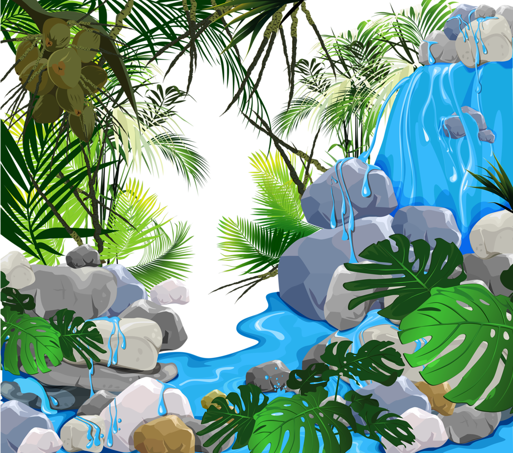 forest clipart waterfall